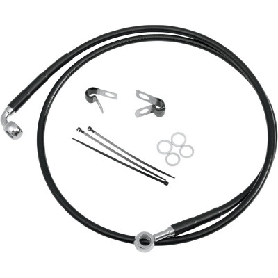 Kit durite frein avant - sans ABS - pour HD Softail FXST 1984/1999, Dyna FXDWG 1993/2005 - noir - raccord chromé