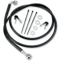 Kit durite frein avant allongée +2" - sans ABS - pour HD Softail FXST 1984/1999, Dyna FXDWG 1993/2005 - noir - raccord chromé
