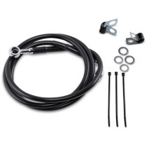Kit durite frein avant allongée +4" - sans ABS - pour HD Softail FXST 1984/1999, Dyna FXDWG 1993/2005 - noir - raccord chromé