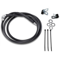 Kit durite frein avant allongée +6" - sans ABS - pour HD Softail FXST 1984/1999, Dyna FXDWG 1993/2005 - noir - raccord chromé