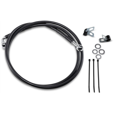 Kit durite frein avant allongée +8" - sans ABS - pour HD Softail FXST 1984/1999, Dyna FXDWG 1993/2005 - noir - raccord chromé