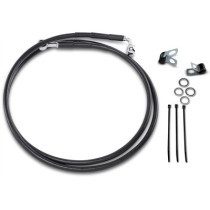Kit durite frein avant allongée +10" - sans ABS - pour HD Softail FXST 1984/1999, Dyna FXDWG 1993/2005 - noir - raccord chromé