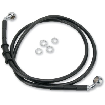 Kit durite frein avant allongée +6" - sans ABS - pour HD Dyna FXDWG de 2010 à 2015 - noir - raccord chromé