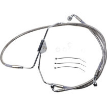 Kit durite frein avant allongée +2" - sans ABS - pour HD Touring de 2008 à 2013 - inox tressé - raccord chromé