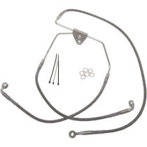Kit durite frein avant allongée +6" - sans ABS - pour HD Touring de 2008 à 2013 - inox tressé - raccord chromé