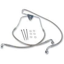Kit durite frein avant allongée +2" - sans ABS - pour HD Electra Glide, Street Glide1996/2007 - inox tressé - raccord chromé