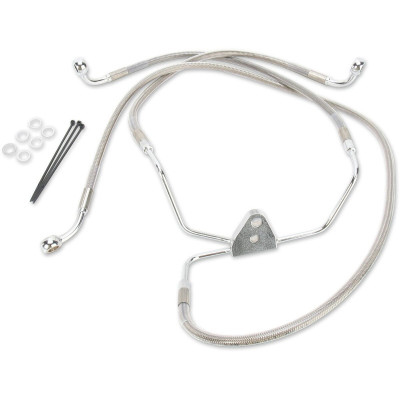 Kit durite frein avant allongée +10" - sans ABS - pour HD Electra Glide, Street Glide1996/2007 - inox tressé - raccord chromé