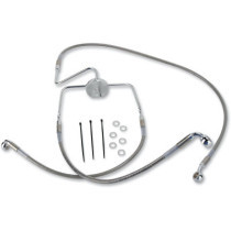 Kit durite frein avant allongée +2" - sans ABS - pour HD Road Glide, Road King 1994/2007 - inox tressé - raccord chromé