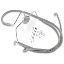 Kit durite frein avant allongée +4" - sans ABS - pour HD Road Glide, Road King 1994/2007 - inox tressé - raccord chromé