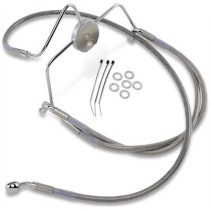 Kit durite frein avant allongée +6" - sans ABS - pour HD Road Glide, Road King 1994/2007 - inox tressé - raccord chromé