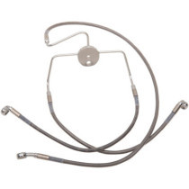 Kit durite frein avant allongée +8" - sans ABS - pour HD Road Glide, Road King 1994/2007 - inox tressé - raccord chromé