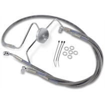 Kit durite frein avant allongée +10" - sans ABS - pour HD Road Glide, Road King 1994/2007 - inox tressé - raccord chromé