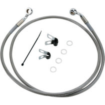 Kit durite frein avant allongée +4" - sans ABS - pour HD Sportster XL 883 de 2004 à 2008 - inox tressé - raccord chromé