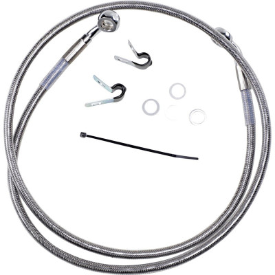 Kit durite frein avant allongée +4" - sans ABS - pour HD Sportster de 2004 à 2010 - inox tressé - raccord chromé