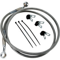 Kit durite frein avant allongée +2" - sans ABS - pour HD Softail FLST de 2000 à 2007 - inox tressé - raccord chromé