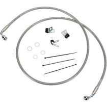 Kit durite frein avant allongée +6" - sans ABS - pour HD Softail FLST de 2000 à 2007 - inox tressé - raccord chromé