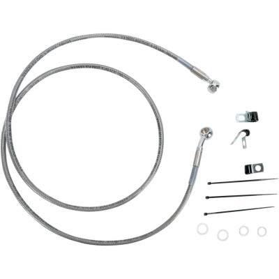 Kit durite frein avant allongée +8" - sans ABS - pour HD Softail FLST de 2000 à 2007 - inox tressé - raccord chromé