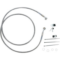 Kit durite frein avant allongée +8" - sans ABS - pour HD Softail FLST de 2000 à 2007 - inox tressé - raccord chromé