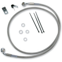 Kit durite frein avant allongée +2" - sans ABS - pour HD Softail de 1999 à 2007 - inox tressé - raccord chromé