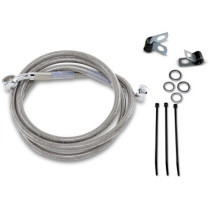 Kit durite frein avant allongée +4" - sans ABS - pour HD Softail de 1999 à 2007 - inox tressé - raccord chromé