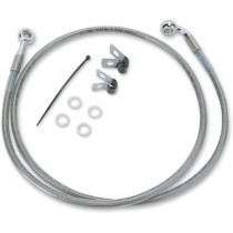 Kit durite frein avant allongée +6" - sans ABS - pour HD Softail de 1999 à 2007 - inox tressé - raccord chromé