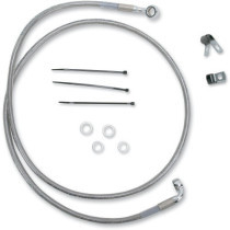 Kit durite frein avant allongée +8" - sans ABS - pour HD Softail de 1999 à 2007 - inox tressé - raccord chromé