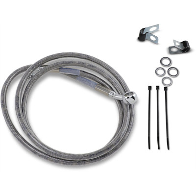 Kit durite frein avant allongée +10" - sans ABS - pour HD Softail de 1999 à 2007 - inox tressé - raccord chromé