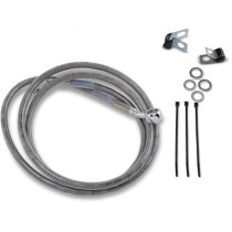 Kit durite frein avant allongée +10" - sans ABS - pour HD Softail de 1999 à 2007 - inox tressé - raccord chromé