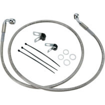 Kit durite frein avant allongée +6" - sans ABS - pour HD Dyna Super Glide de 2001 à 2005 - inox tressé - raccord chromé