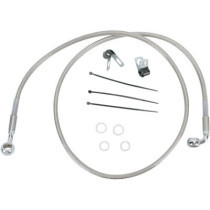 Kit durite frein avant allongée +8" - sans ABS - pour HD Dyna Low Rider de 2001 à 2005 - inox tressé - raccord chromé