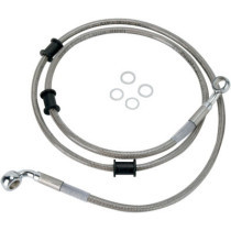 Kit durite frein avant - sans ABS - pour HD Heritage Classic, Fat Boy de 2008 à 2011 - inox tressé - raccord chromé