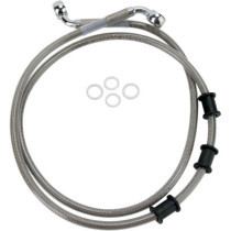 Kit durite frein avant allongée +8" - sans ABS - pour HD Softail FLST de 2008 à 2014 - inox chromé - raccord chromé