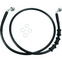 Kit durite frein avant allongée +2" - sans ABS - pour HD Softail FLST de 2008 à 2014 - noir - raccord chromé