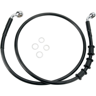 Kit durite frein avant allongée +10" - sans ABS - pour HD Softail FLST de 2008 à 2014 - noir - raccord chromé