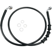 Kit durite frein avant allongée +10" - sans ABS - pour HD Softail FLST de 2008 à 2014 - noir - raccord chromé