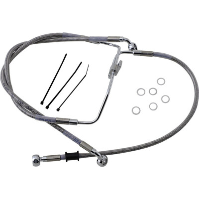 Kit durite frein avant - sans ABS - pour HD Fat Bob, Low Rider de 2008 à 2017 - inox tressé - raccord chromé