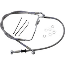 Kit durite frein avant - sans ABS - pour HD Fat Bob, Low Rider de 2008 à 2017 - inox tressé - raccord chromé