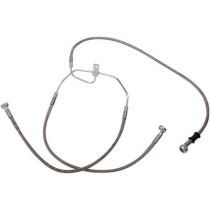 Kit durite frein avant allongée +6" - sans ABS - pour HD Fat Bob, Low Rider de 2008 à 2017 - inox tressé - raccord chromé