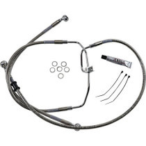 Kit durite frein avant allongée +10" - sans ABS - pour HD Fat Bob, Low Rider de 2008 à 2017 - inox tressé - raccord chromé