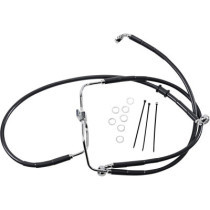 Kit durite frein avant allongée +6" - sans ABS - pour HD Fat Bob, Low Rider de 2008 à 2017 - noir - raccord chromé