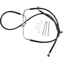 Kit durite frein avant allongée +8" - sans ABS - pour HD Fat Bob, Low Rider de 2008 à 2017 - noir - raccord chromé