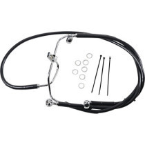 Kit durite frein avant allongée +10" - sans ABS - pour HD Fat Bob, Low Rider de 2008 à 2017 - noir - raccord chromé