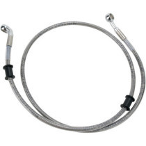 Durite frein avant - sans ABS - pour HD Super Glide de 2008 à 2014 - inox tressé - raccord chromé