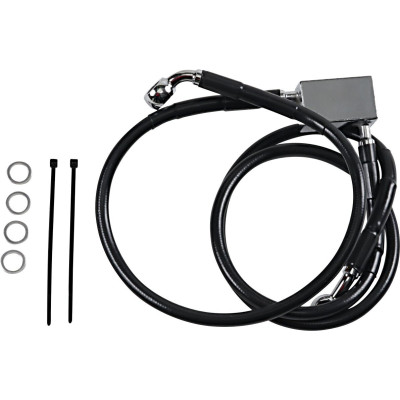 Kit durite frein arrière - sans ABS - pour HD Softail de 2000 à 2003 - noir - raccord chromé