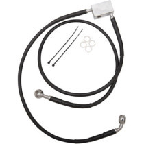 Kit durite frein arrière allongée +2" - sans ABS - pour HD Softail de 2000 à 2003 - noir - raccord chromé