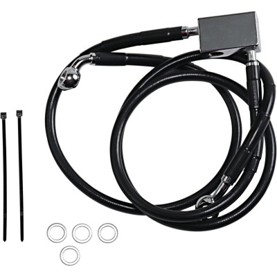Kit durite frein arrière allongée +3" - sans ABS - pour HD Softail de 2000 à 2003 - noir - raccord chromé