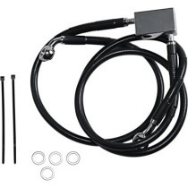 Kit durite frein arrière allongée +3" - sans ABS - pour HD Softail de 2000 à 2003 - noir - raccord chromé