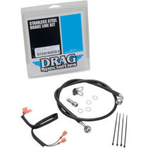 Kit durite frein arrière - sans ABS - pour HD Softail de 1989 à 2004 - noir - raccord chromé