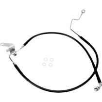 Kit durite frein arrière - sans ABS - pour HD Softail de 2004 à 2005 - noir - raccord chromé