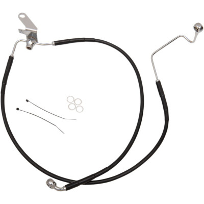 Kit durite frein arrière allongée +2" - sans ABS - pour HD Softail de 2004 à 2005 - noir - raccord chromé